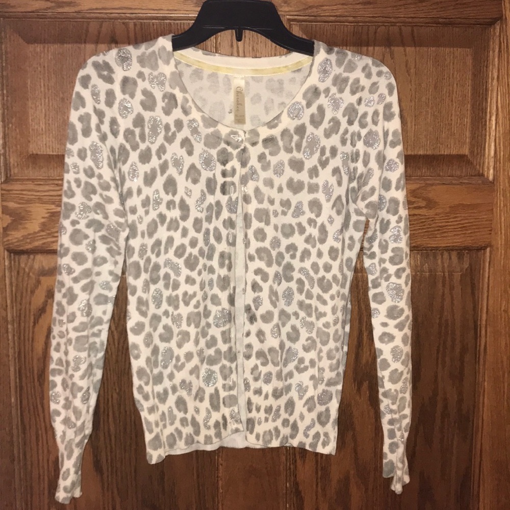 Gray Leopard Print Cardigan